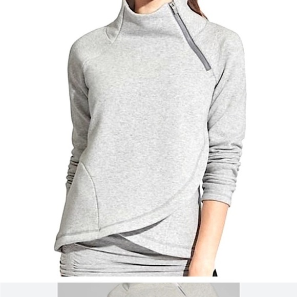 Athleta Tops - Athleta Gray Asymmetrical Zip Pullover